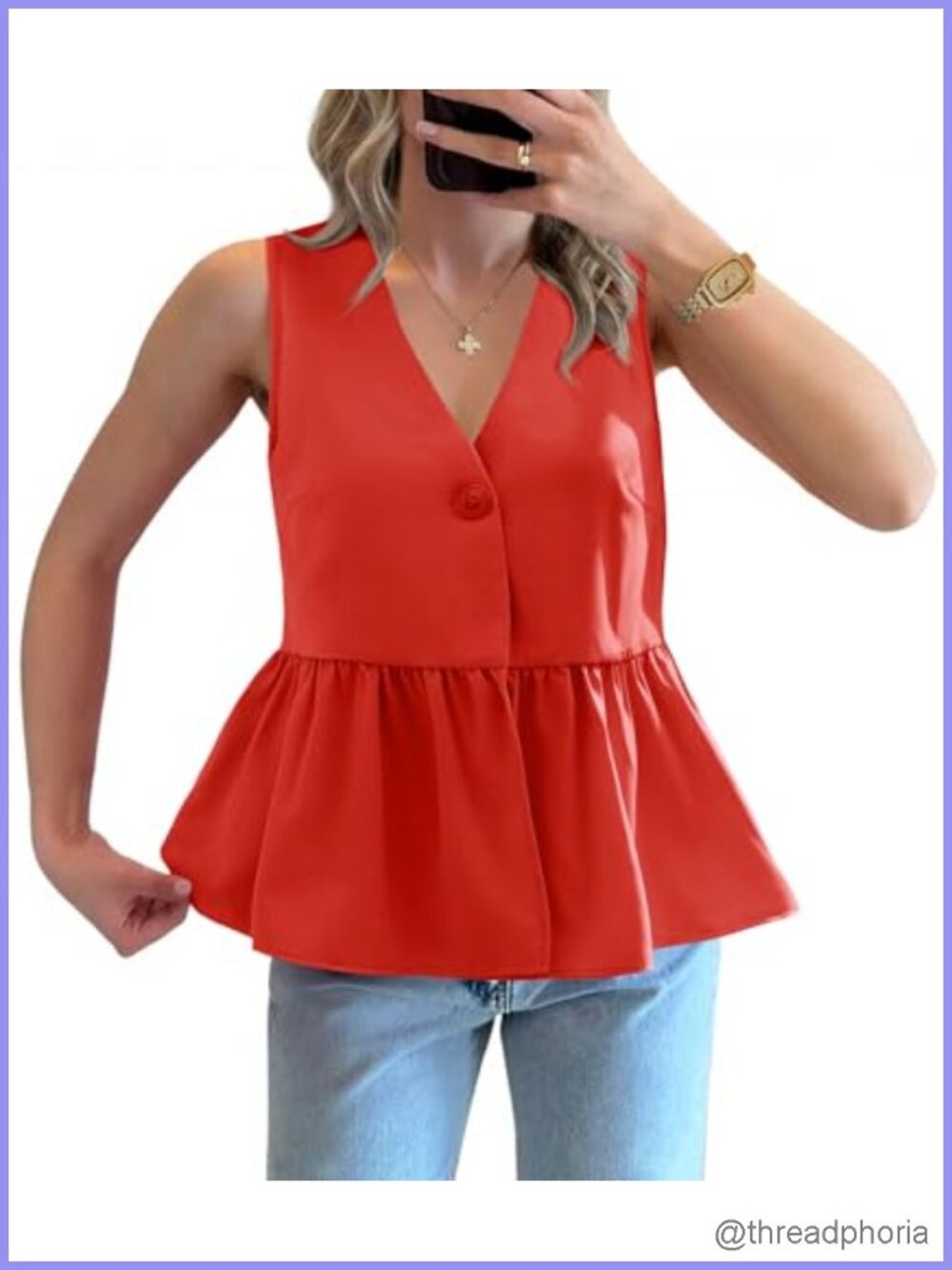 Women's V Neck Babydoll Tank Top Ruffle Hem Sleeveless Flowy Blouse Summer